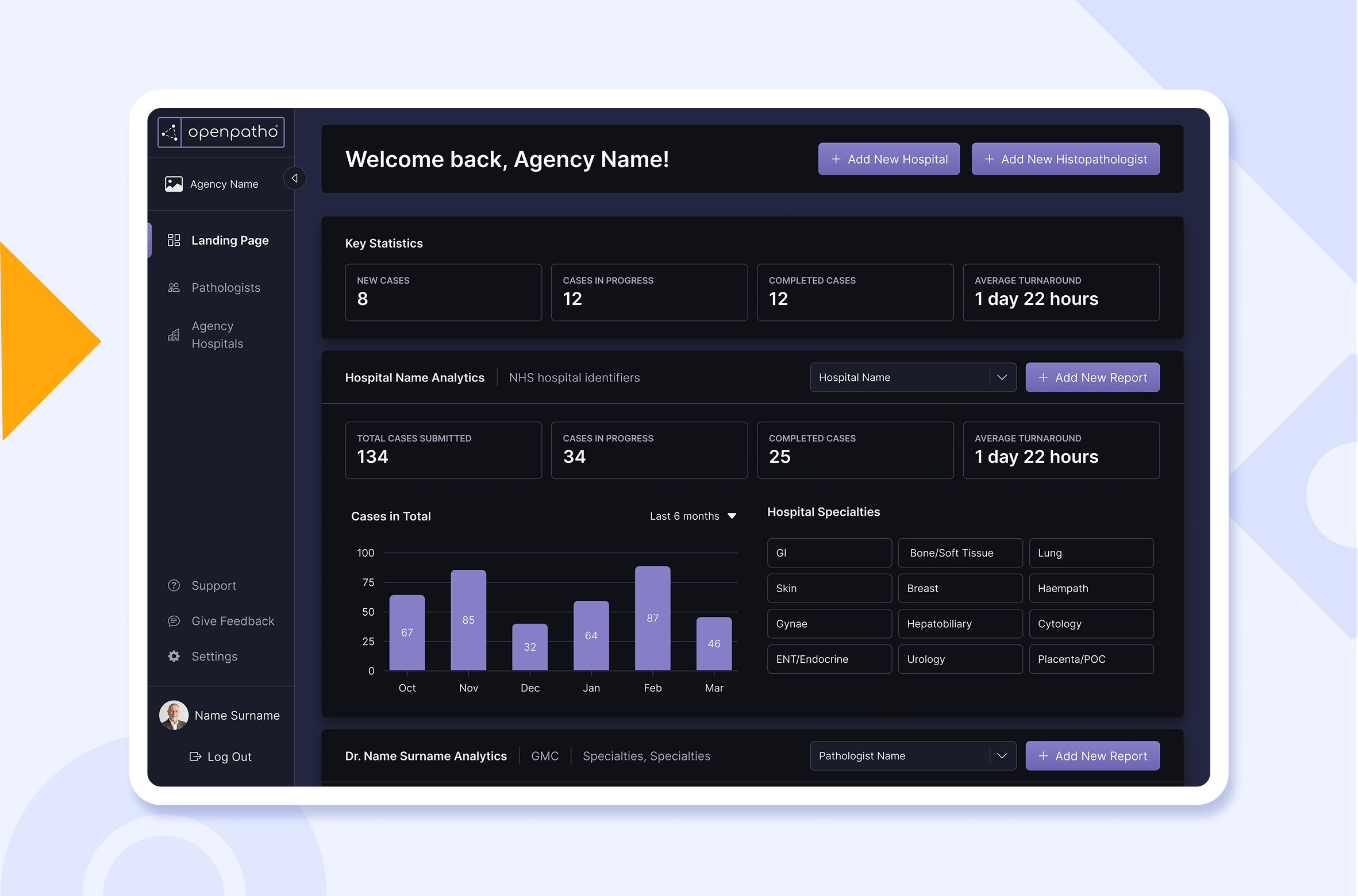Openpatho agency analytics dashboard