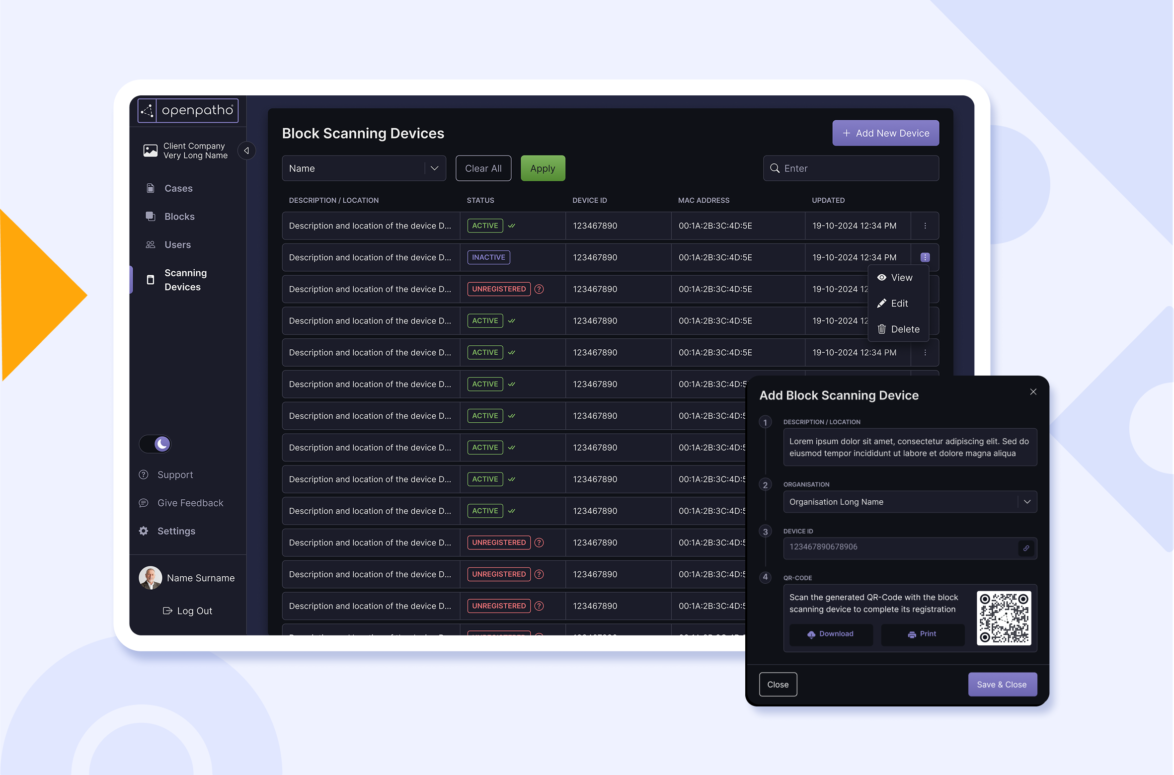 OpenPatho healthcare case management result screen