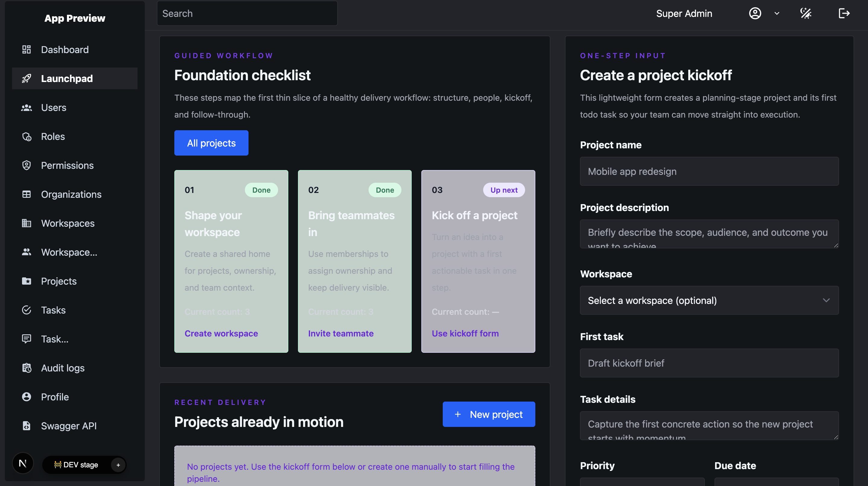 MVP in a Week kickoff checklist and delivery plan preview