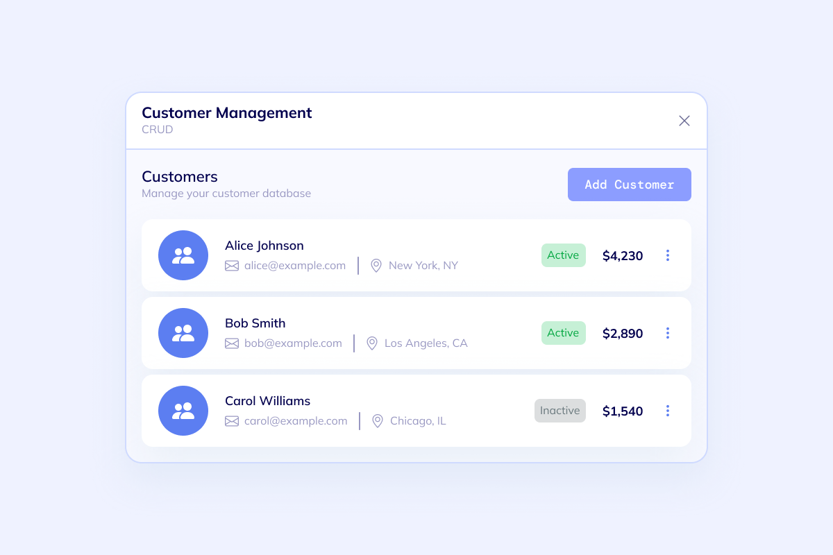 Client account management workspace preview