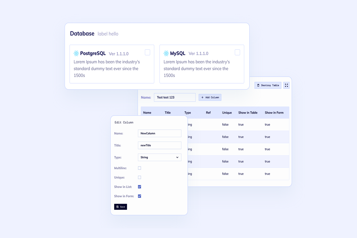 Database schema editor for an AI generated app