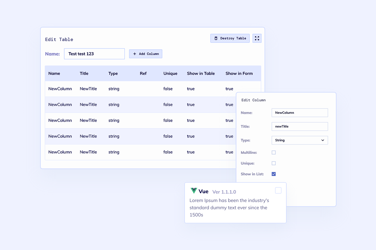 Warehouse schema editor with inventory and location tables