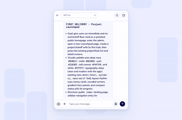 Analytics dashboard with KPI cards and charts