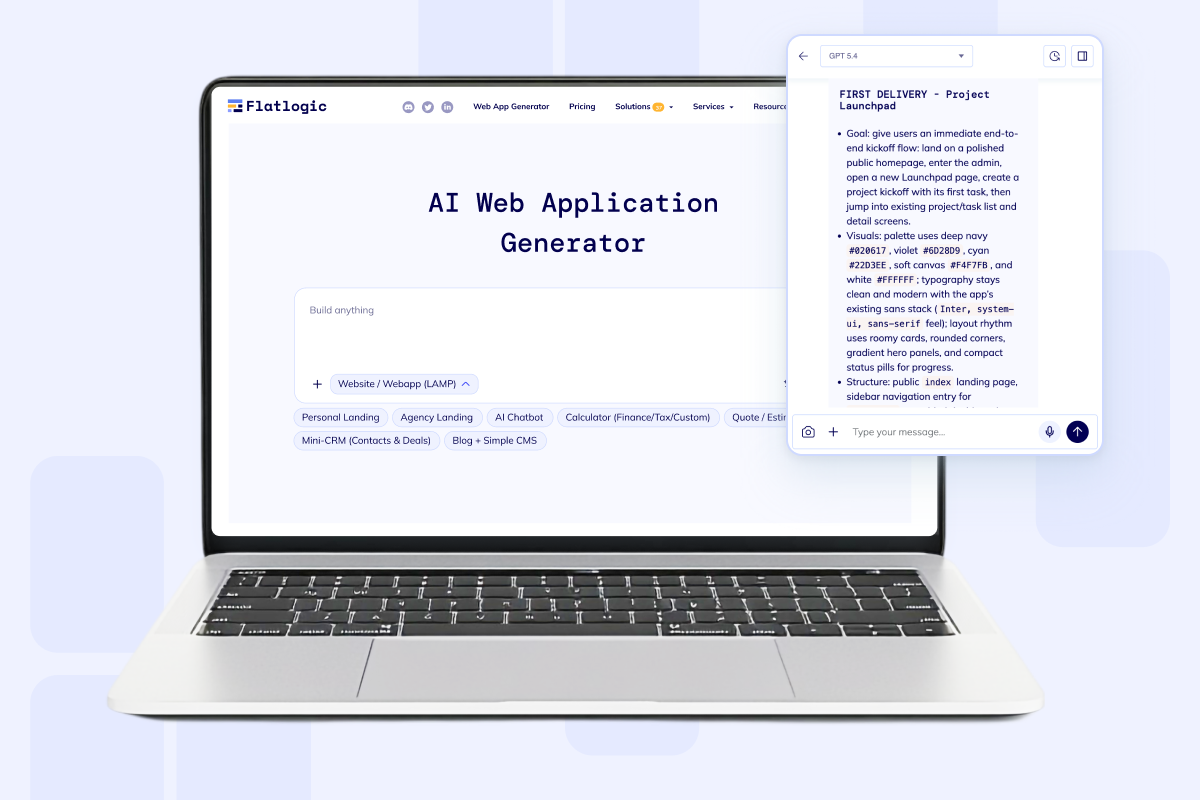 AI chatbot builder preview on laptop