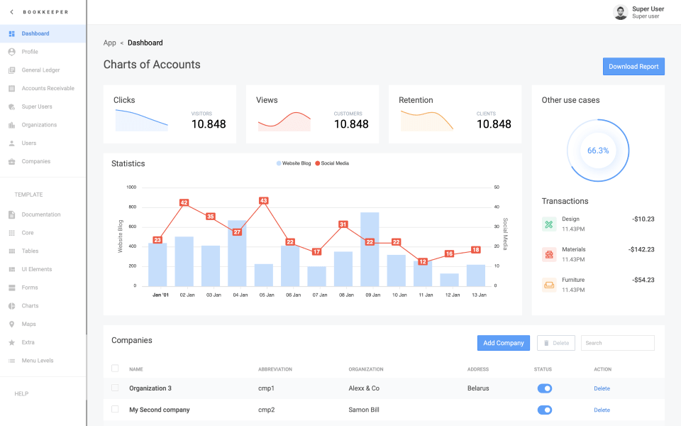 Bookkeeper - React Accounting Template