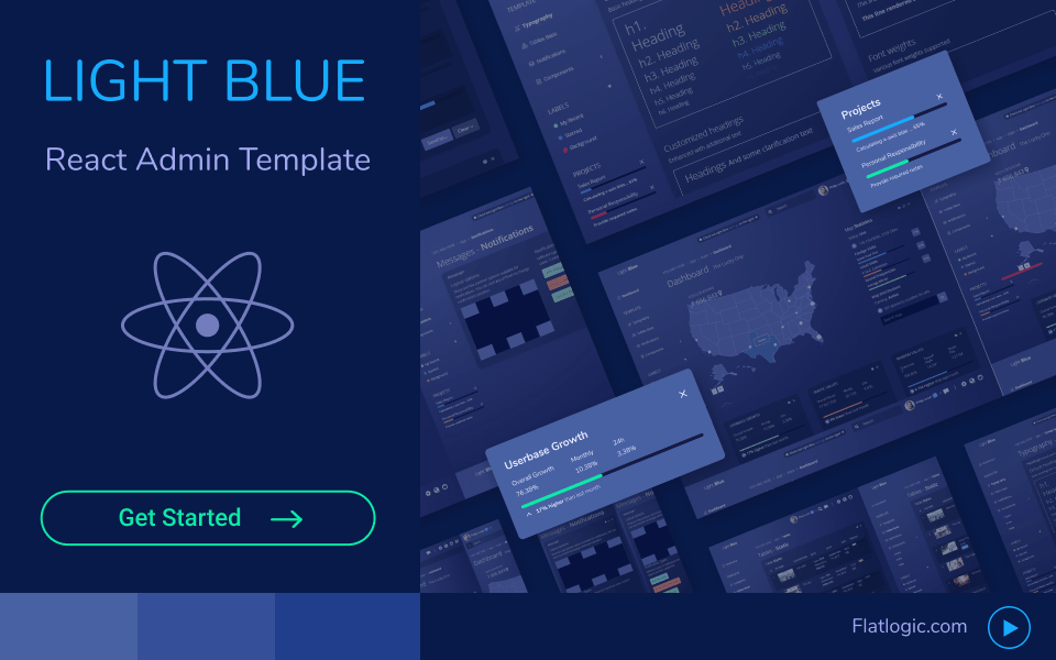Light Blue React Full - React Admin Dashboard Template built with Bootstrap, Redux and React Router Live Preview
