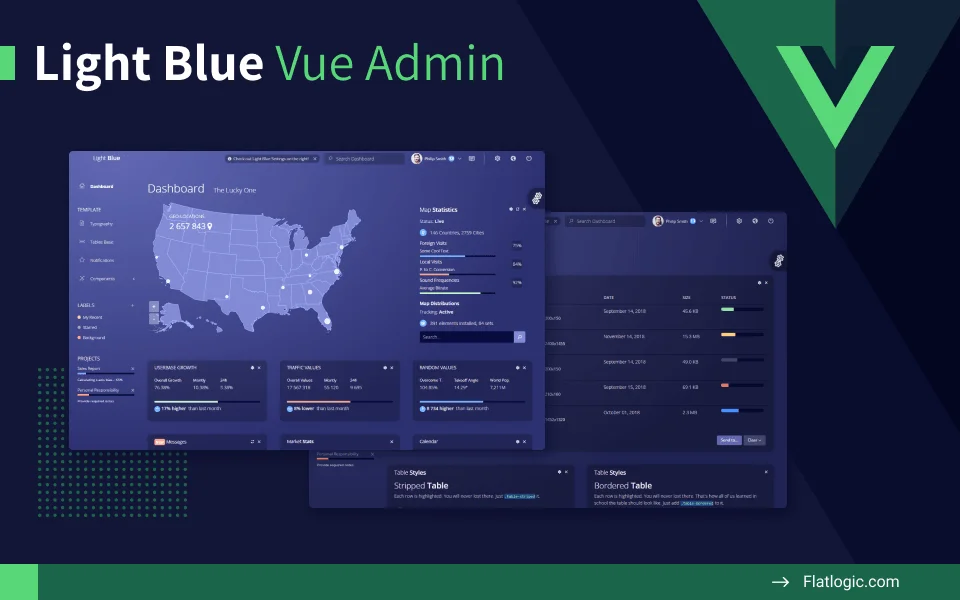 Light Blue Vue Admin - Free and Open Source Vue JS Template for Admin Dashboard