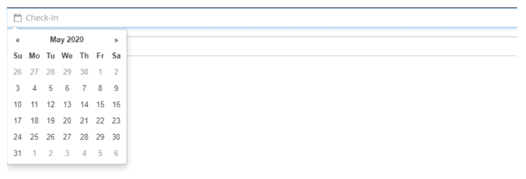 Bootstrap 4 Date Pickers Examples, Check-in and out bootstrap datepicker