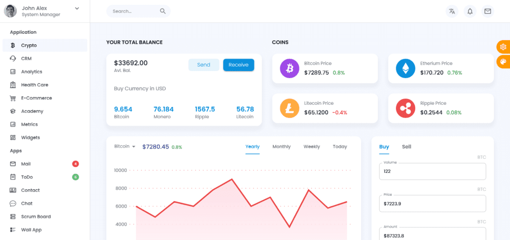 crema react admin template screenshot