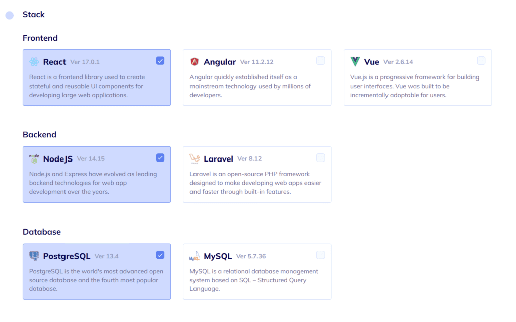 Choose your App's tech stack