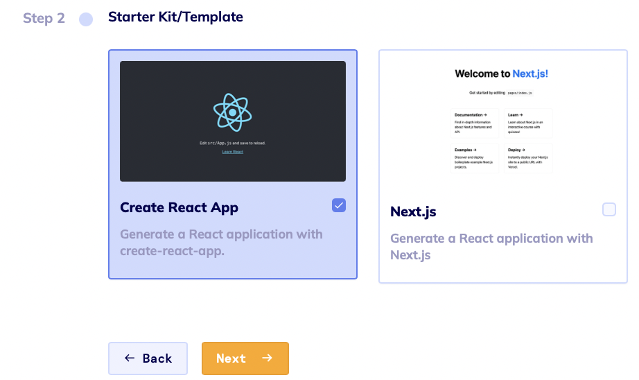 create React app with flatlogic