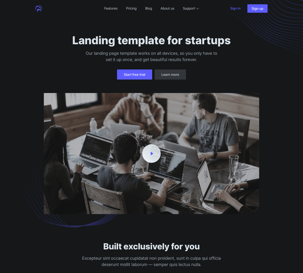 react website template, open