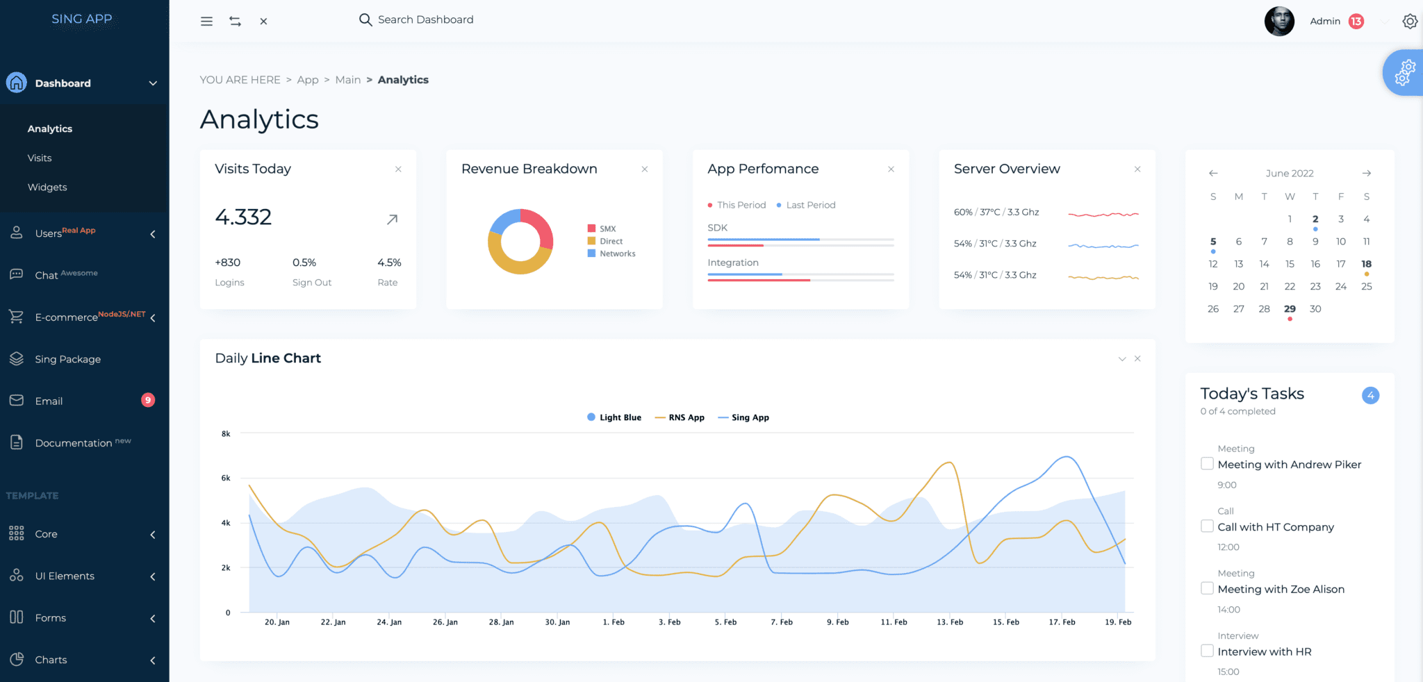 Sing App React and Light Blue React Admin templates Update - Flatlogic Blog