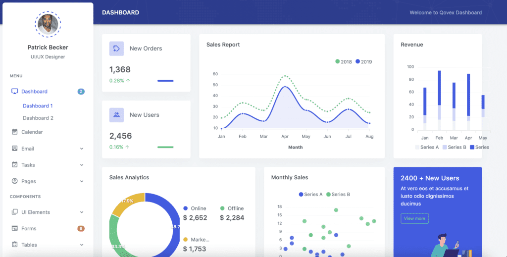 qovex react admin template