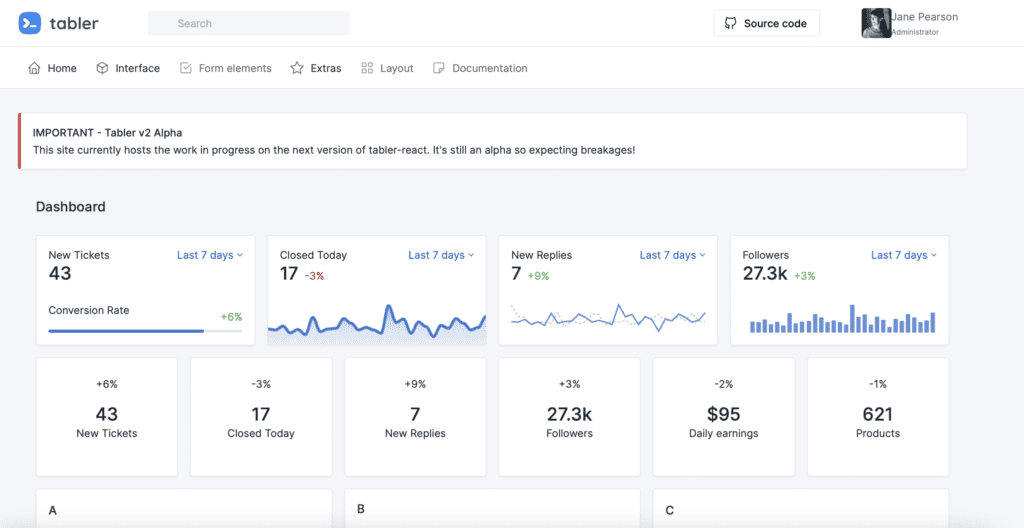 tabler react admin template